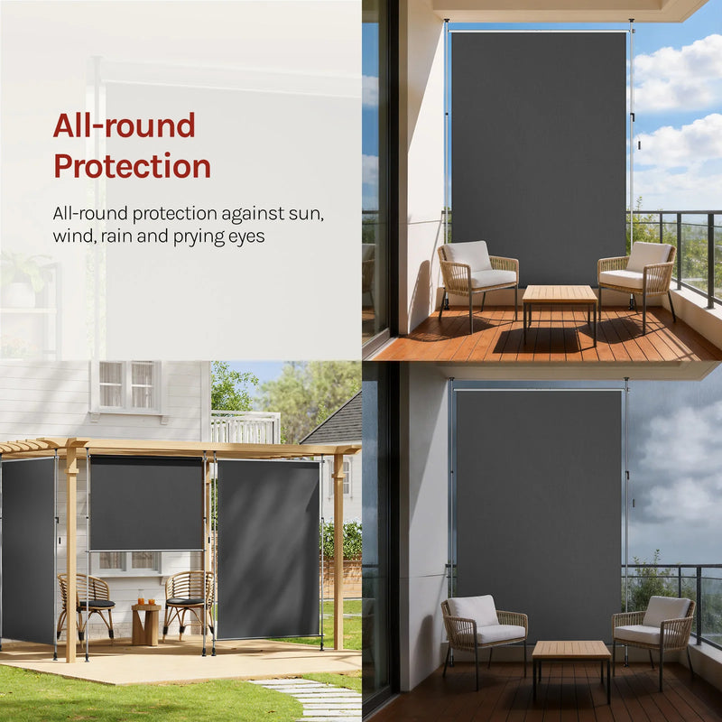 Paravent Rétractable Vertical Sans Perçage Gris 200 x 220-310 cm