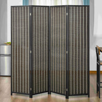 Paravent 4 Panneaux Bambou Tressé Pin Marron et Noir 180 x 180 cm