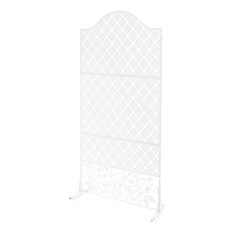 Paravent Extérieur Acier Blanc Treillis Arqué Autoportant 100 x 185 cm