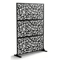 Paravent Extérieur Métal Noir 6 Motifs Autoportant 122 x 198 cm