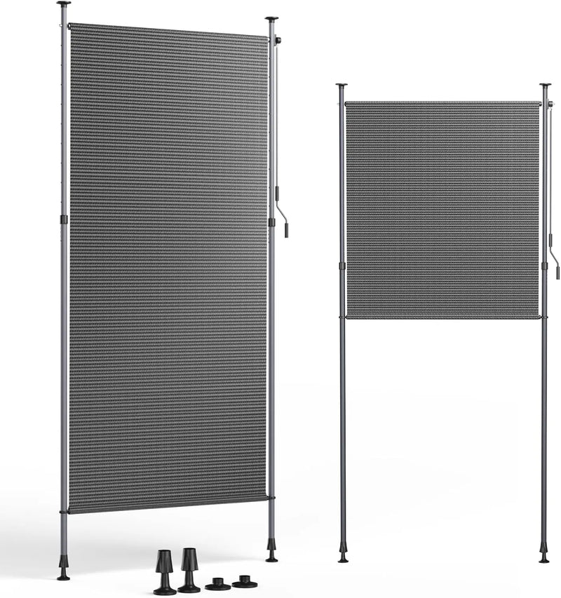 Paravent Rétractable Vertical HDPE Sans Perçage Gris ou Café 120 à 200 cm