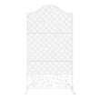 Paravent Blanc Acier Treillis Arqué Frise Florale Autoportant 185 x 100 cm