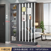 Étagère séparatrice de pièce à lames verticales blanc noir gris, dimensions 205 cm, pour un studio