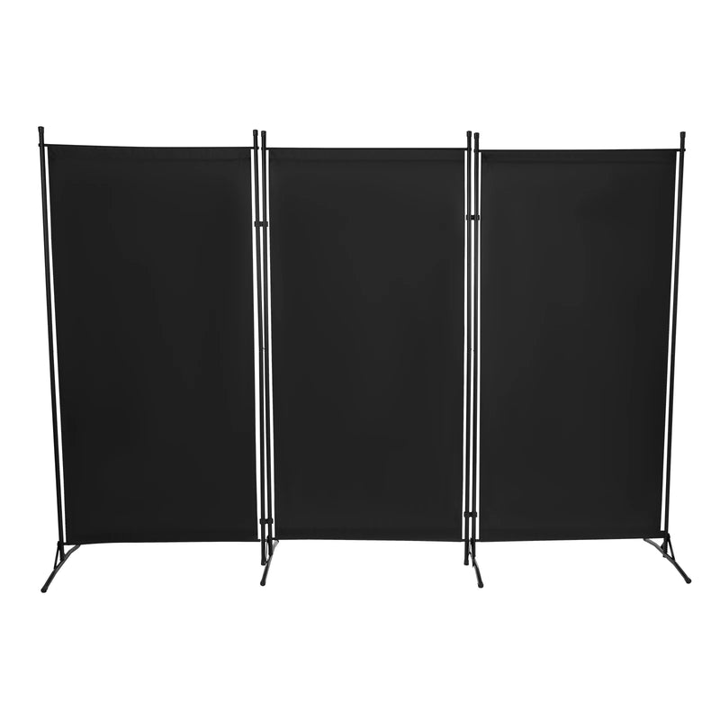 Paravent 3 panneaux tissu Oxford noir, pour préserver son intimité