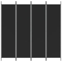 Paravent 4 Panneaux Tissu Noir 200 x 200 cm