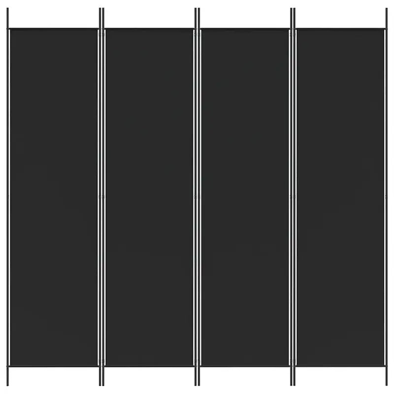 Paravent 4 Panneaux Tissu Noir 200 x 200 cm