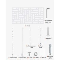 Paravent Extérieur Métal Blanc Motif Géométrique Autoportant 120 x 193 cm