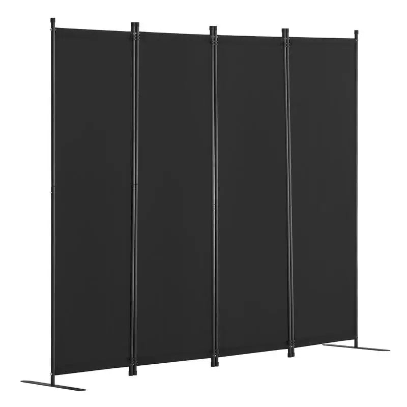 Paravent 4 Panneaux Tissu Noir Autoportant 228 x 172,5 cm