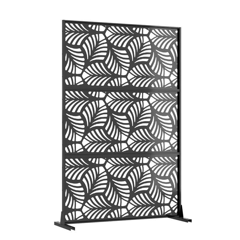 Paravent extérieur métal noir mat feuilles ou mosaïque, pour une terrasse