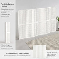 Paravent Japonais Pliant 6 Panneaux Bois de Sapin Blanc 240 x 170 cm