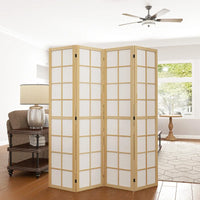 Paravent Japonais 4 Panneaux Shoji Pin Naturel 160 x 170 cm
