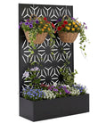 Paravent Extérieur Jardinière Acier Noir 4 Motifs Ajourés 112 x 180 cm
