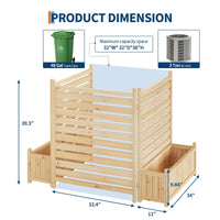 Paravent extérieur bois à lattes avec 2 jardinières, pour un balcon