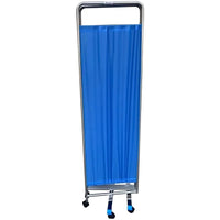 Paravent Médical 3 Panneaux Acier Inoxydable sur Roulettes Bleu