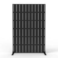 Paravent Extérieur Métal Ajouré Noir Blanc Bois 120 x 183 cm