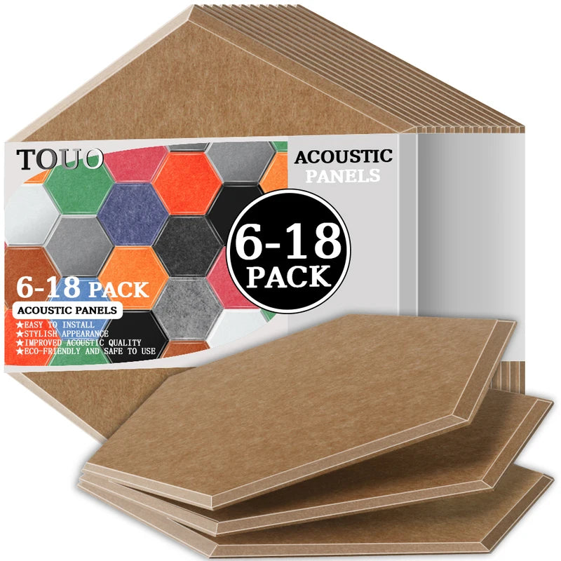 Panneau Acoustique Mural Hexagonal Polyester 6 à 18 Pièces 0,8 cm