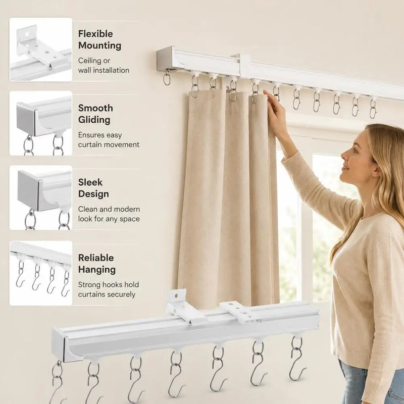 Rail de plafond coulissant rideau séparateur de pièce, pour un dressing