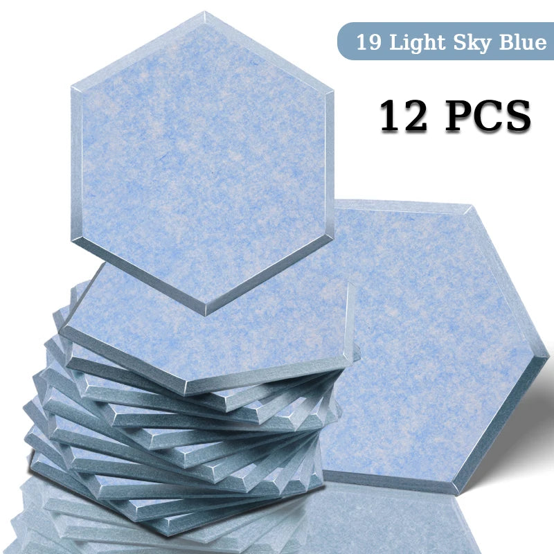 Panneau Acoustique Décoratif Hexagonal 12 Pièces Polyester 0,8 à 1,2 cm