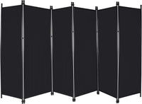 Paravent 6 Panneaux Tissu Noir Occultant 307 x 173 cm