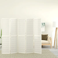 Paravent Japonais 5 Panneaux Papier de Riz Blanc 200 x 170 cm