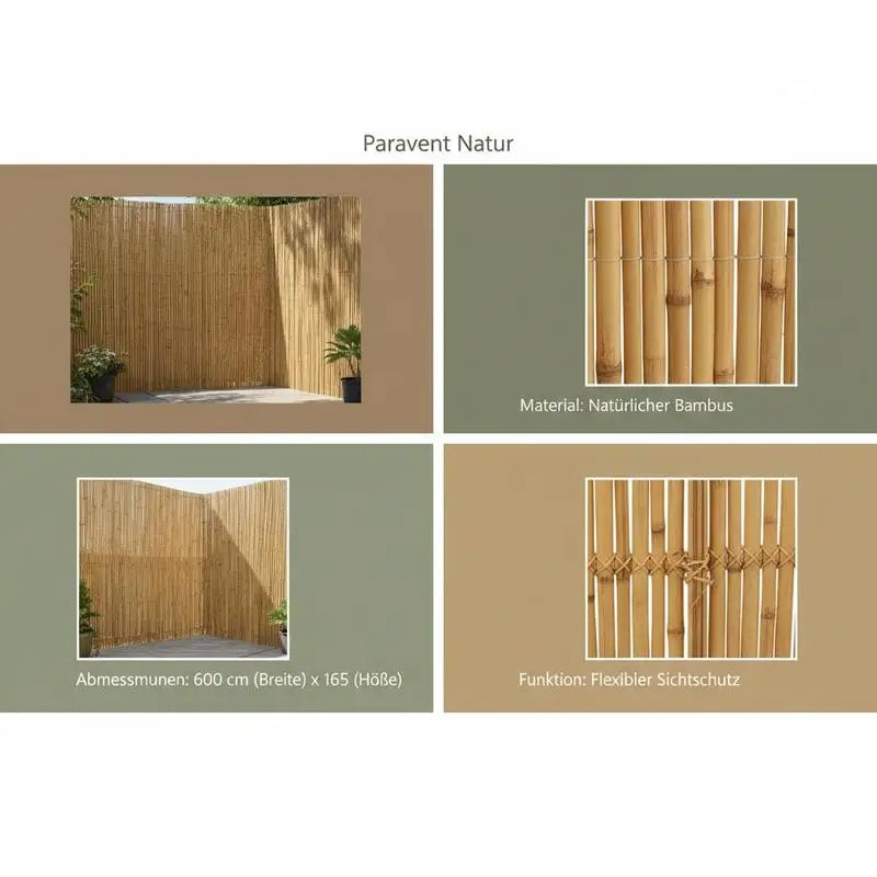 Paravent Bambou Naturel Enroulable 600 x 165 cm