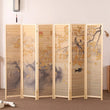 Paravent Chinois 6 Panneaux Bambou Paysage Encre Naturel 240 x 175 cm