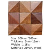 Panneau Acoustique Mural 3D Pyramides Bois Massif 30 x 30 cm