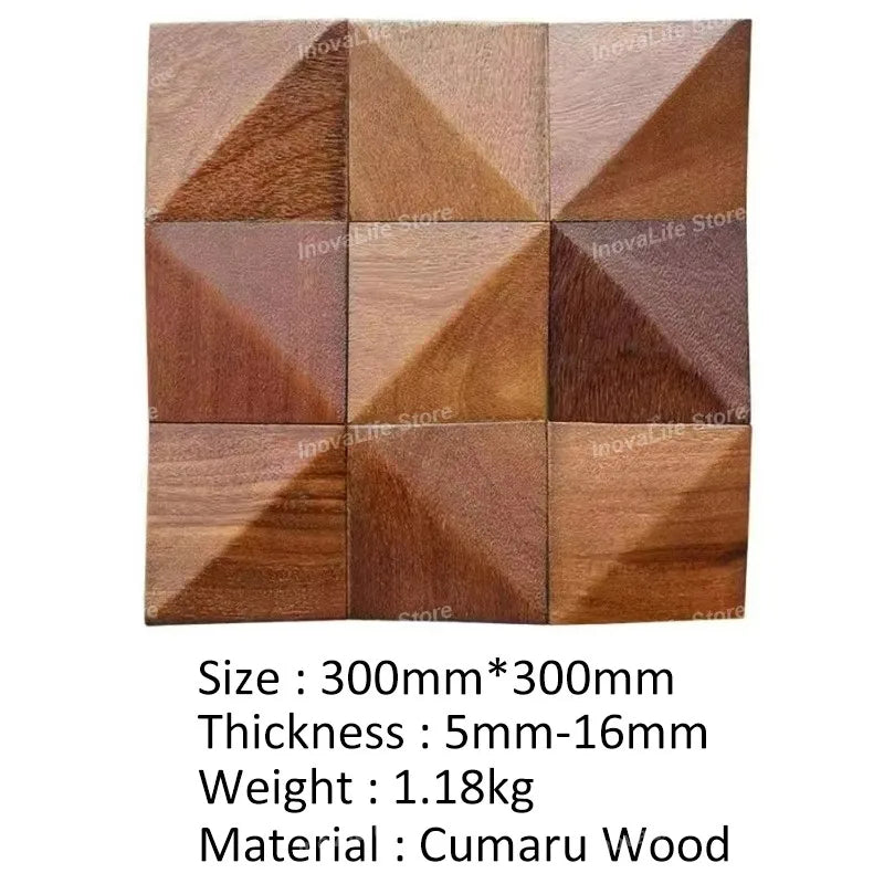 Panneau Acoustique Mural 3D Pyramides Bois Massif 30 x 30 cm