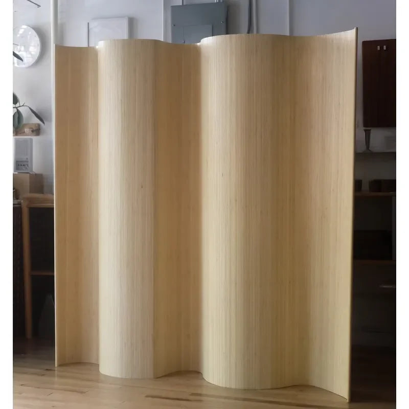 Paravent ondulé souple en lames de bois 4 couleurs, dimensions 240 x 180 cm