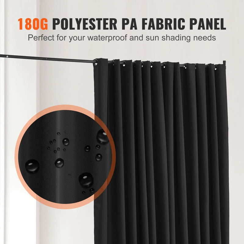 Paravent Mobile sur Roulettes Tissu Noir Occultant 308 x 245 cm