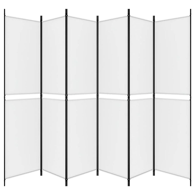 Paravent 6 Panneaux Autoportant Tissu Blanc 300 x 220 cm