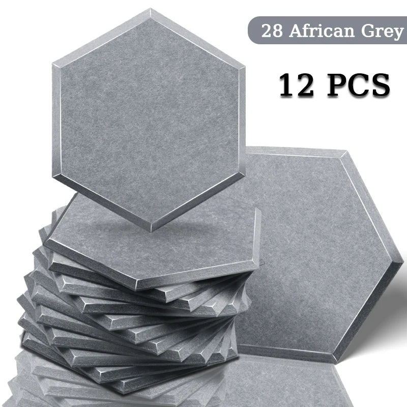 Panneau Acoustique Mural Hexagonal Polyester Lot de 12, 0,8 à 1,2 cm