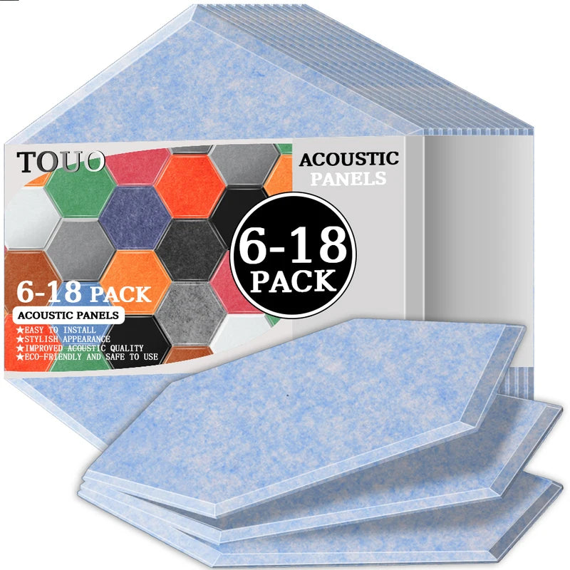 Panneau Acoustique Mural Hexagonal Polyester 6 à 18 Pièces 0,8 cm