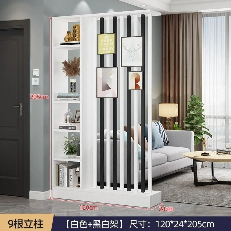 Étagère séparatrice de pièce à lames verticales blanc noir gris, pour séparer une pièce, pour une entrée