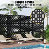 Paravent extérieur métal noir motif pétales, pour décorer un extérieur