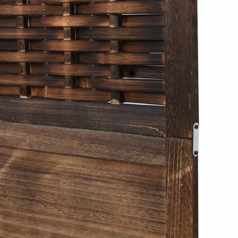 Paravent 5 Panneaux Bois Tressé Brun Foncé 180 cm