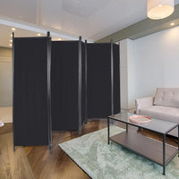 Paravent 6 Panneaux Tissu Noir Occultant 307 x 173 cm