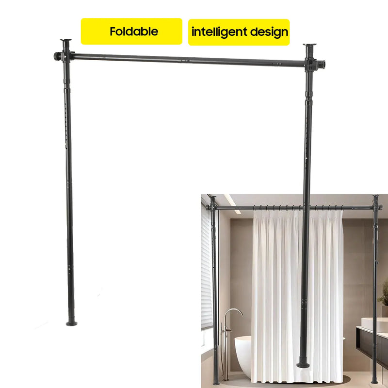Support de rideau séparateur de pièce sol-plafond noir, pour un atelier