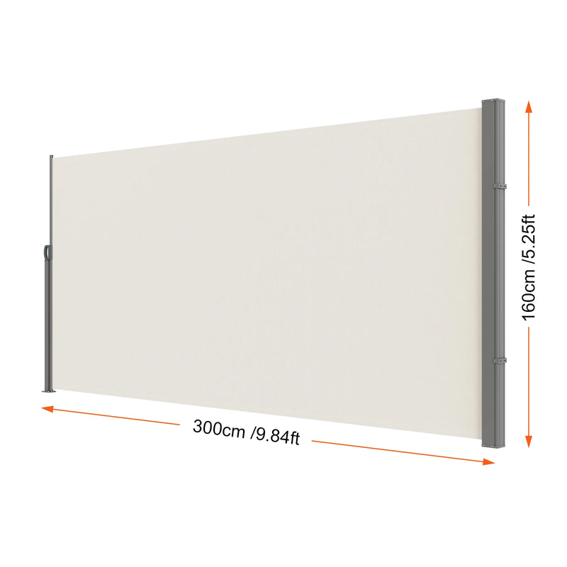 Paravent rétractable latéral extérieur polyester gris beige, dimensions beige, hauteur 160 x longueur 300 cm