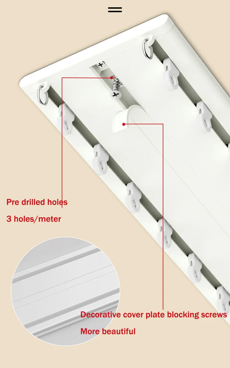 Rail plafond double voie ultra fin aluminium blanc ou champagne, pour un salon