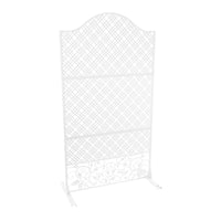 Paravent Extérieur Acier Blanc Treillis Arqué Autoportant 100 x 185 cm