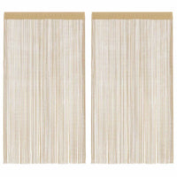 Rideau Séparateur à Fils Beige, Lot de 2, 140 x 250 cm