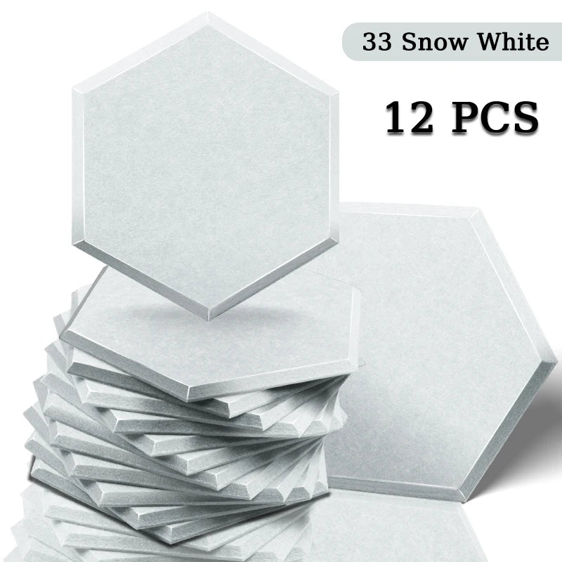 Panneau Acoustique Décoratif Hexagonal 12 Pièces Polyester 0,8 à 1,2 cm