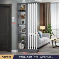 Étagère séparatrice de pièce à lames verticales blanc noir gris, dimensions structure grise, 5 lames blanches, largeur 80 cm