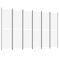 Paravent 6 panneaux tissu blanc cadre noir, dimensions 300 x 200 cm