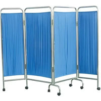 Paravent Médical Pliant 3 Panneaux Inox Bleu pour Lit d'Hôpital