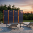 Paravent 4 Panneaux Acacia et Textilène Bleu Foncé 280 x 180 cm