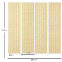 Paravent 4 Panneaux Bambou Fibres de Papier Cadre Blanc Naturel 180 x 180 cm