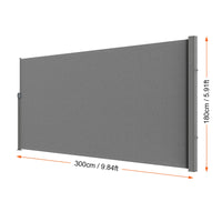 Paravent rétractable latéral extérieur polyester gris beige, dimensions gris, hauteur 180 x longueur 300 cm