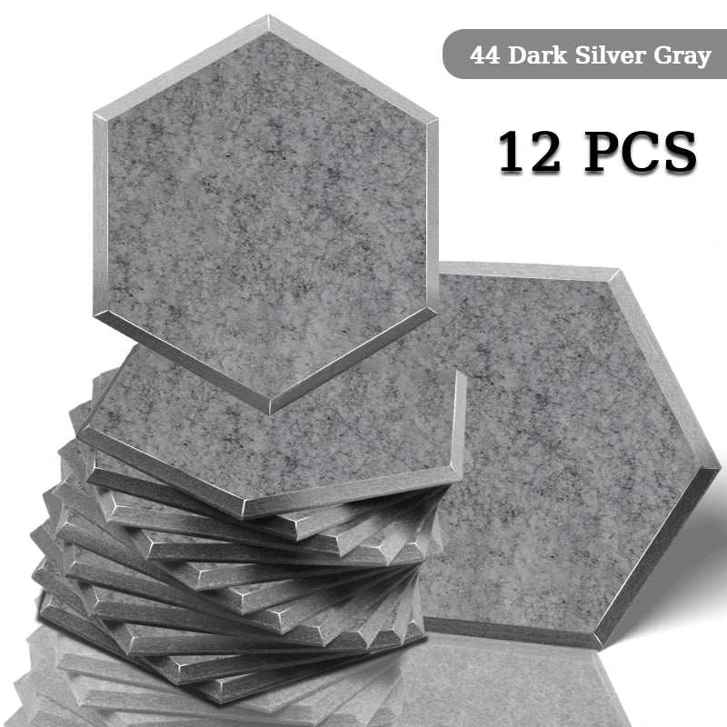 Panneau Acoustique Décoratif Hexagonal 12 Pièces Polyester 0,8 à 1,2 cm